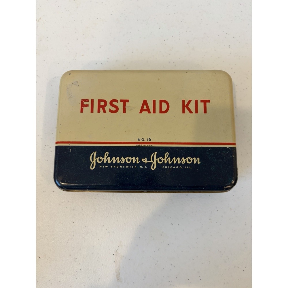 Vintage Johnson & Johnson First Aid Kit No. 16 Tin